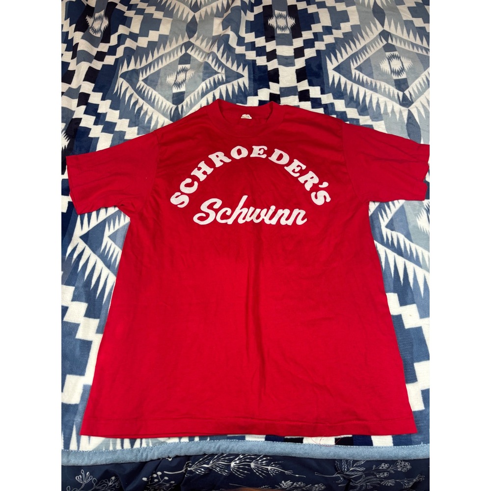 Vintage Lexington Schroeders Schwinn Red Graphic T-Shirt Mens XL Single Stitch